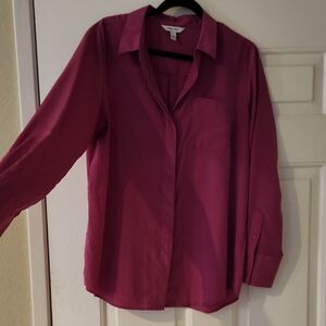 Nine West Magenta Button-Down Shirt